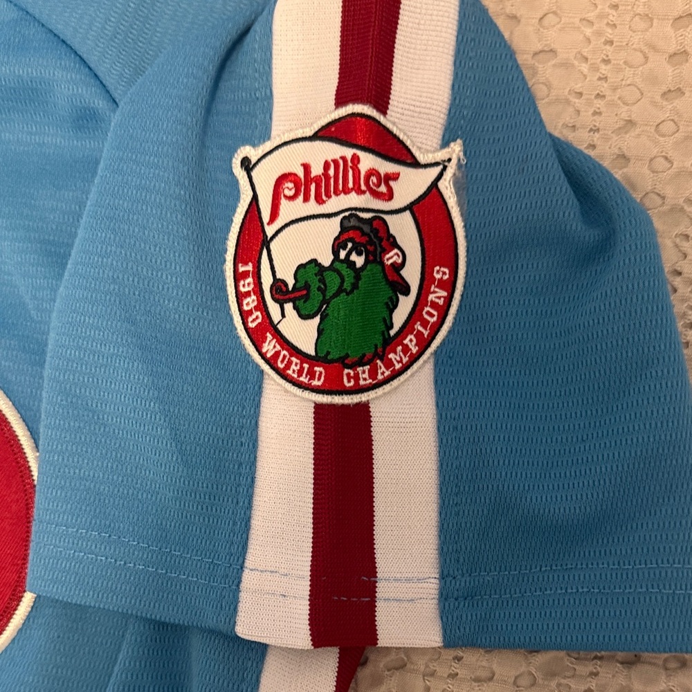 Mitchell & Ness Light Blue Philadelphia Phillies Pete Rose Jersey (1980) M - Picture 5 of 6